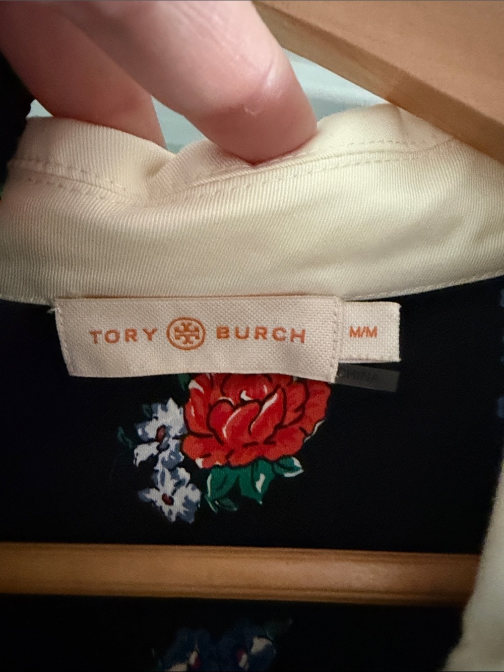 Tory Burch Navy Floral Polo Midi Dress with Cream Collar - Picture 3 of 8
